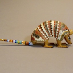Carved and painted wood Armadillo