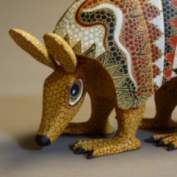 Carved and painted wood Armadillo